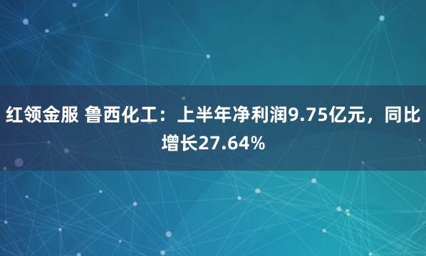 红领金服 鲁西化工：上半年净利润9.75亿元，同比增长27.64%